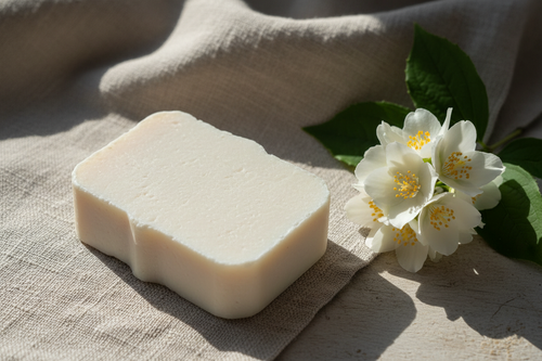 Make plain handcrafted soap bar with jasmine flowers