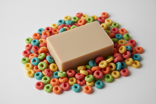 Soap bar plain color keep fruit loops around it