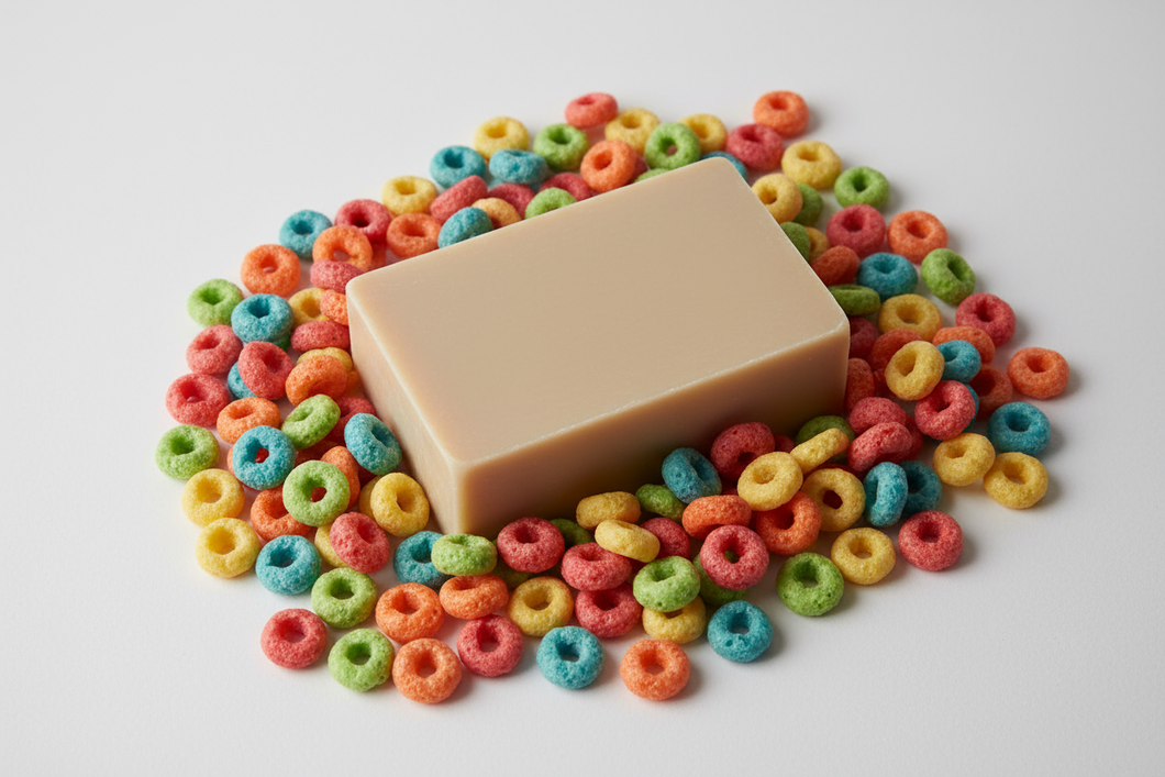Soap bar plain color keep fruit loops around it
